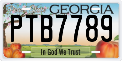 GA license plate PTB7789