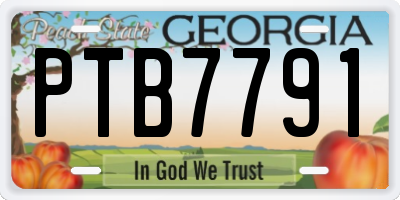GA license plate PTB7791