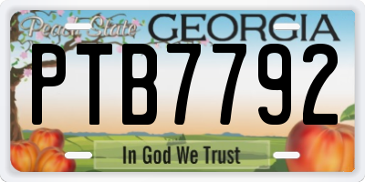 GA license plate PTB7792