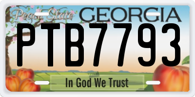GA license plate PTB7793