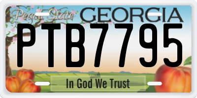 GA license plate PTB7795