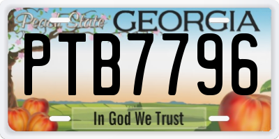 GA license plate PTB7796