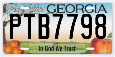 GA license plate PTB7798