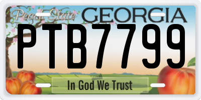 GA license plate PTB7799