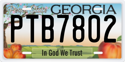GA license plate PTB7802