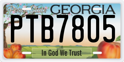 GA license plate PTB7805
