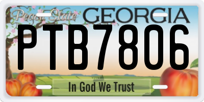 GA license plate PTB7806