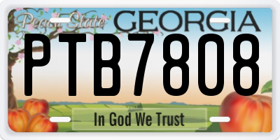 GA license plate PTB7808