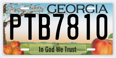 GA license plate PTB7810