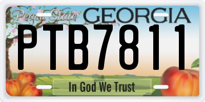 GA license plate PTB7811