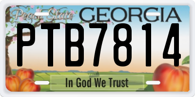 GA license plate PTB7814