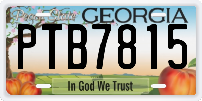 GA license plate PTB7815