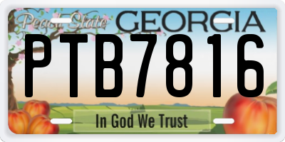GA license plate PTB7816