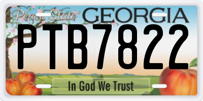 GA license plate PTB7822