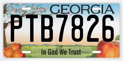GA license plate PTB7826