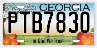 GA license plate PTB7830
