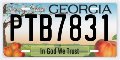 GA license plate PTB7831