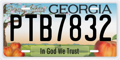 GA license plate PTB7832