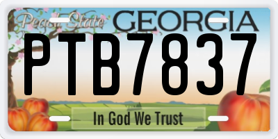GA license plate PTB7837