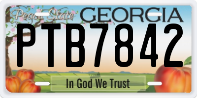 GA license plate PTB7842