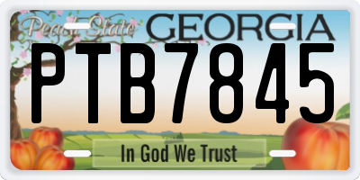 GA license plate PTB7845