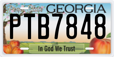 GA license plate PTB7848