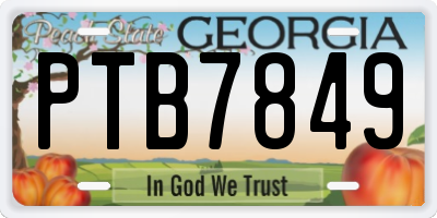GA license plate PTB7849