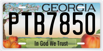 GA license plate PTB7850