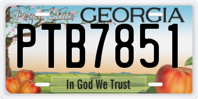 GA license plate PTB7851
