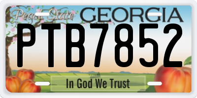 GA license plate PTB7852