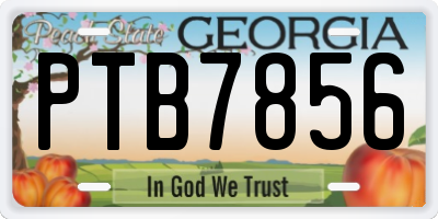 GA license plate PTB7856