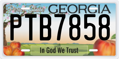 GA license plate PTB7858