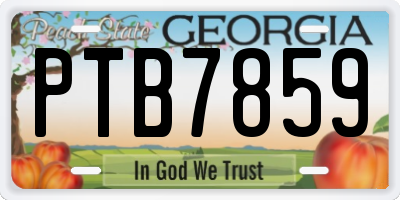 GA license plate PTB7859