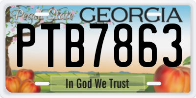 GA license plate PTB7863