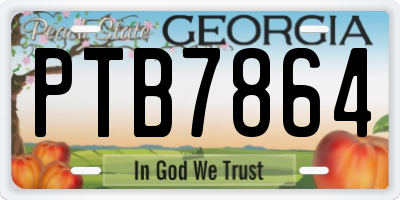 GA license plate PTB7864