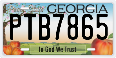 GA license plate PTB7865