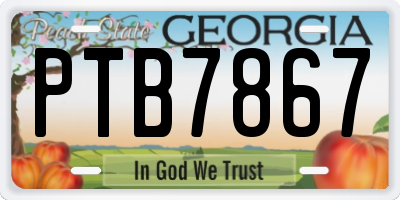 GA license plate PTB7867