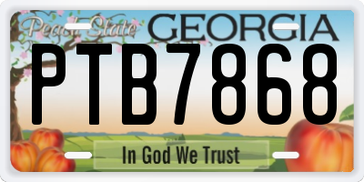 GA license plate PTB7868