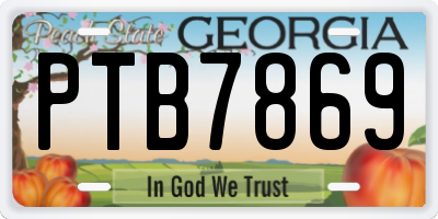 GA license plate PTB7869