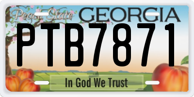 GA license plate PTB7871