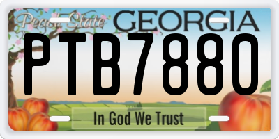 GA license plate PTB7880