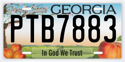 GA license plate PTB7883