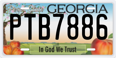 GA license plate PTB7886