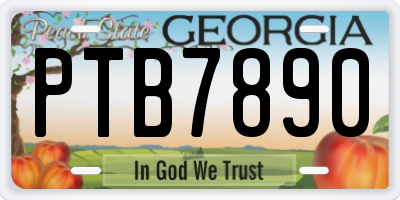 GA license plate PTB7890