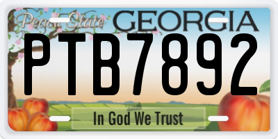 GA license plate PTB7892