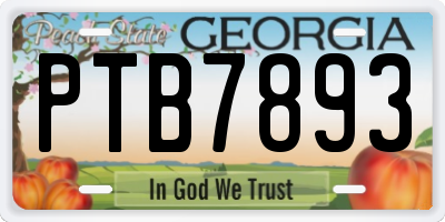 GA license plate PTB7893