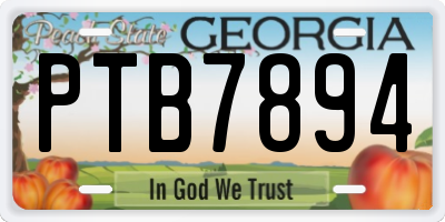 GA license plate PTB7894