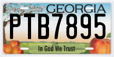GA license plate PTB7895