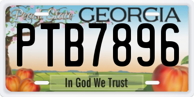 GA license plate PTB7896