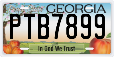 GA license plate PTB7899